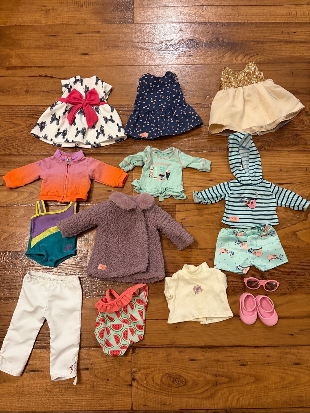 Fourteen Piece Bundle Of Our Generation & American Girl Clothes 18 Inch Dolls